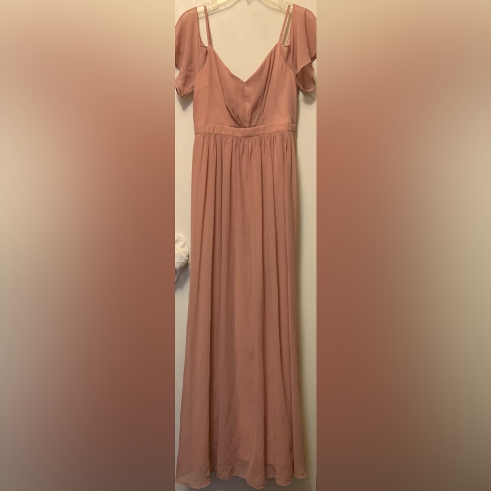 ENTRO  Spaghetti Strap Off Shoulder A-Line Long Formal Dress Size M